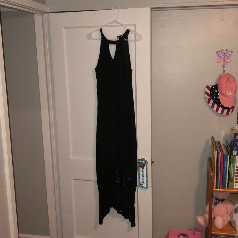 Forever 21 long black dress with lace bottom